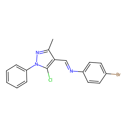 4-bromo-N-[(E)-(5-chloro-3-methyl-1-phenyl-1H-pyrazol-4-yl)methylidene]aniline structure