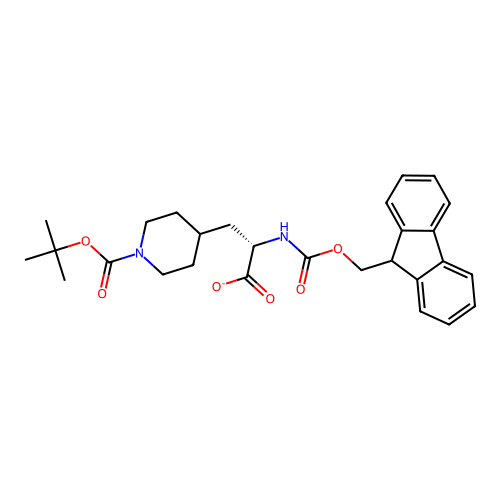 (2S)-2-(9H-fluoren-9-ylmethoxycarbonylamino)-3-[1-[(2-methylpropan-2-yl)oxycarbonyl]piperidin-4-yl]propanoate structure