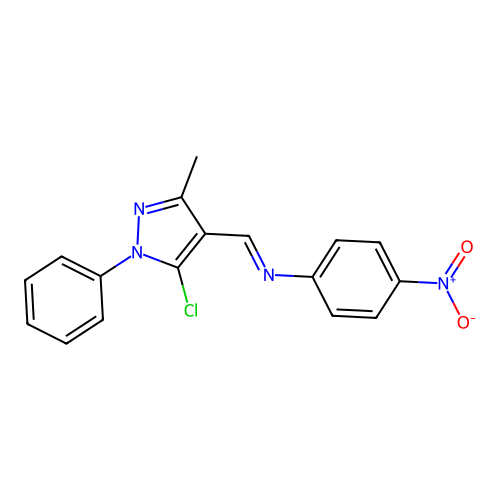 N-[(E)-(5-chloro-3-methyl-1-phenyl-1H-pyrazol-4-yl)methylidene]-4-nitroaniline structure