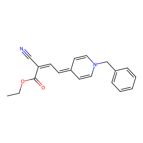 Ethyl 4-(1-benzyl-4-pyridinylidene)-2-cyanobut-2-enoate structure