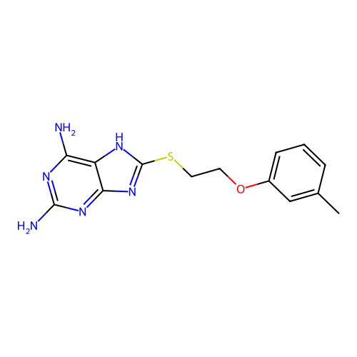 8-{[2-(3-methylphenoxy)ethyl]thio}-9H-purine-2,6-diamine structure