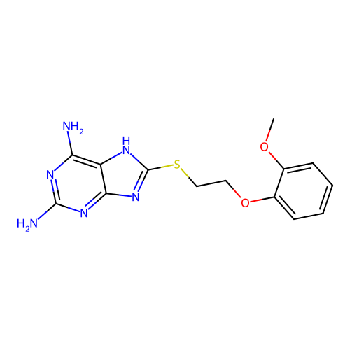 8-{[2-(2-methoxyphenoxy)ethyl]sulfanyl}-9H-purine-2,6-diamine structure