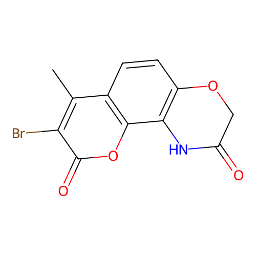 8-bromo-7-methyl-1H-pyrano[2,3-f][1,4]benzoxazine-2,9-dione structure
