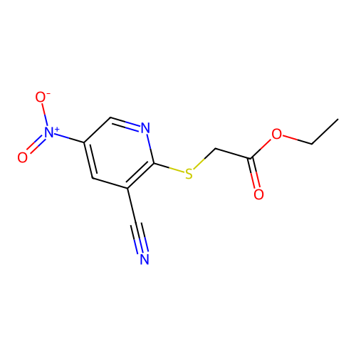 Ethyl 2-(3-cyano-5-nitro-2-pyridylthio)acetate structure