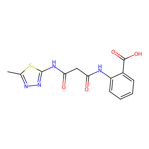 2-[[3-[(5-Methyl-1,3,4-thiadiazol-2-yl)amino]-3-oxopropanoyl]amino]benzoic acid structure