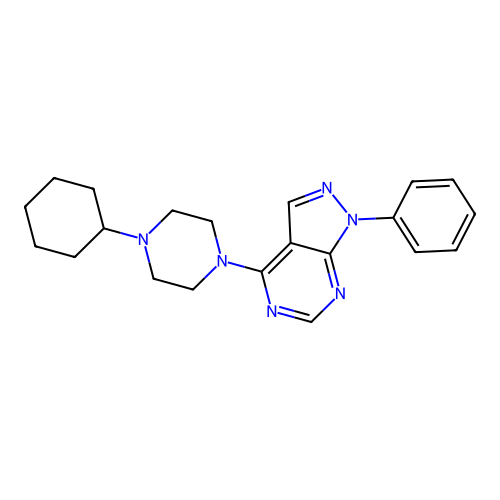 4-(4-cyclohexylpiperazin-1-yl)-1-phenyl-1H-pyrazolo[3,4-d]pyrimidine structure