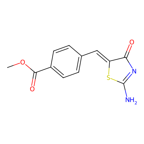 methyl 4-[(Z)-(2-amino-4-oxo-1,3-thiazol-5-ylidene)methyl]benzoate structure