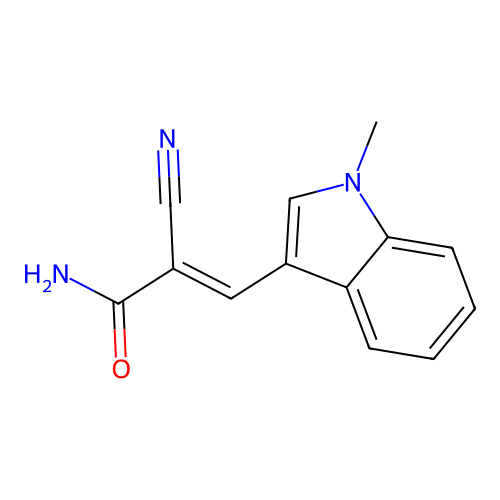 (E)-2-cyano-3-(1-methyl-1H-indol-3-yl)acrylamide structure