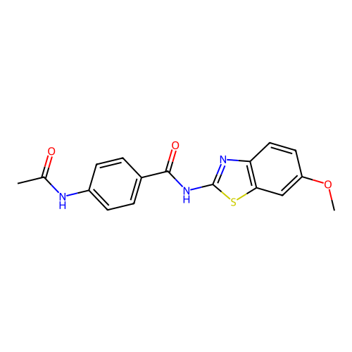 4-(acetylamino)-N-(6-methoxy-1,3-benzothiazol-2-yl)benzamide structure