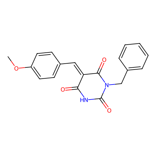 (5E)-1-benzyl-5-[(4-methoxyphenyl)methylidene]-1,3-diazinane-2,4,6-trione structure