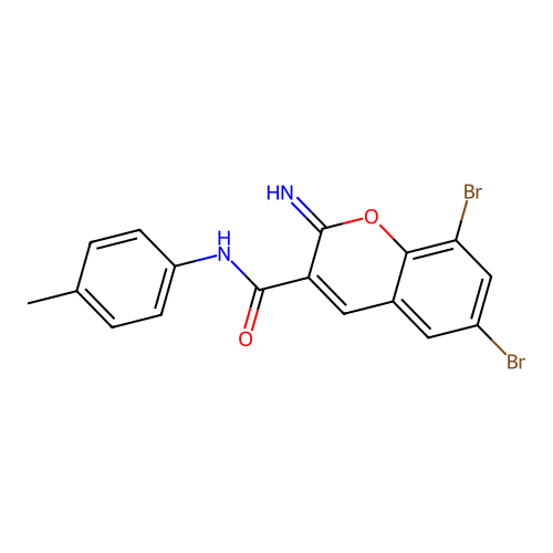 6,8-dibromo-2-imino-N-(4-methylphenyl)-2H-chromene-3-carboxamide structure