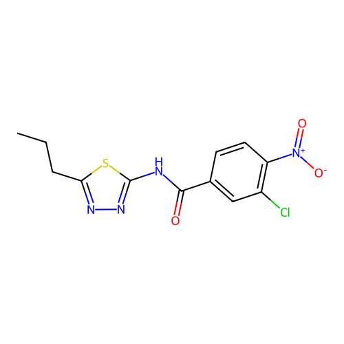 3-chloro-4-nitro-N-(5-propyl-1,3,4-thiadiazol-2-yl)benzamide structure