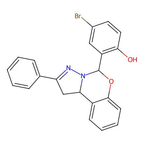 4-Bromo-2-(2-phenyl-1,10b-dihydropyrazolo[1,5-c][1,3]benzoxazin-5-yl)phenol structure