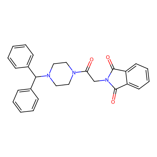 2-{2-[4-(diphenylmethyl)piperazin-1-yl]-2-oxoethyl}-1H-isoindole-1,3(2H)-dione structure