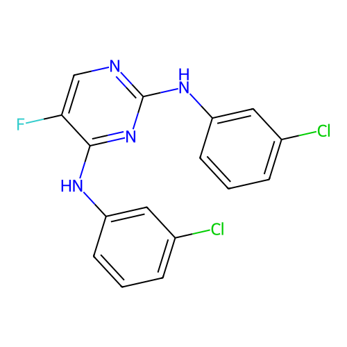 N,N'-bis(3-chlorophenyl)-5-fluoropyrimidine-2,4-diamine structure