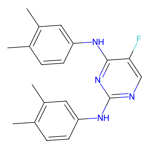 N,N'-bis(3,4-dimethylphenyl)-5-fluoropyrimidine-2,4-diamine structure