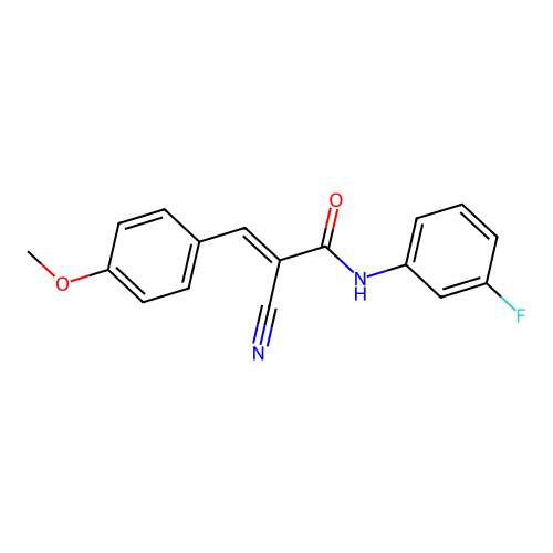 (2E)-2-cyano-N-(3-fluorophenyl)-3-(4-methoxyphenyl)prop-2-enamide structure