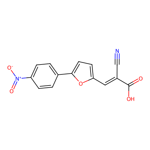 (E)-2-cyano-3-[5-(4-nitrophenyl)furan-2-yl]prop-2-enoic acid structure