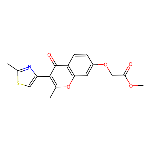 methyl 2-((2-methyl-3-(2-methylthiazol-4-yl)-4-oxo-4H-chromen-7-yl)oxy)acetate structure