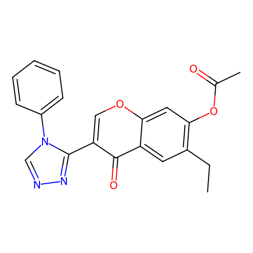 6-ethyl-4-oxo-3-(4-phenyl-4H-1,2,4-triazol-3-yl)-4H-chromen-7-yl acetate structure