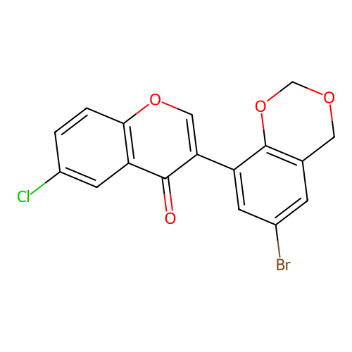 3-(6-bromo-4H-benzo[d][1,3]dioxin-8-yl)-6-chloro-4H-chromen-4-one structure