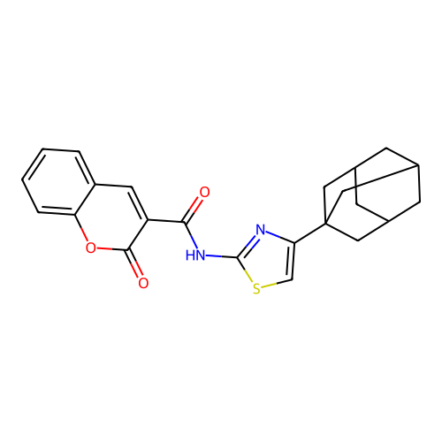 N-[4-(1-adamantyl)thiazol-2-yl]-2-oxo-chromene-3-carboxamide structure