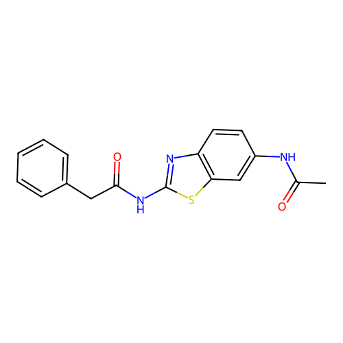 N-[6-(acetylamino)-1,3-benzothiazol-2-yl]-2-phenylacetamide structure