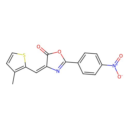 (E)-4-((3-methylthiophen-2-yl)methylene)-2-(4-nitrophenyl)oxazol-5(4H)-one structure