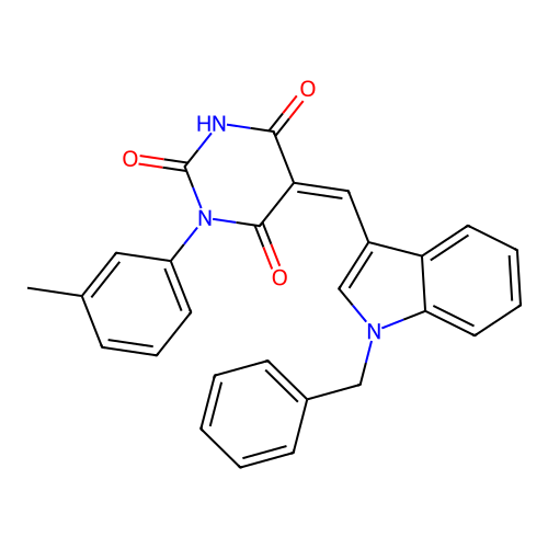 (5Z)-5-[(1-benzylindol-3-yl)methylidene]-1-(3-methylphenyl)-1,3-diazinane-2,4,6-trione structure