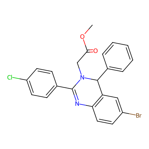 Methyl 2-[6-bromo-2-(4-chlorophenyl)-4-phenyl-3,4-dihydroquinazolin-3-yl]acetate structure
