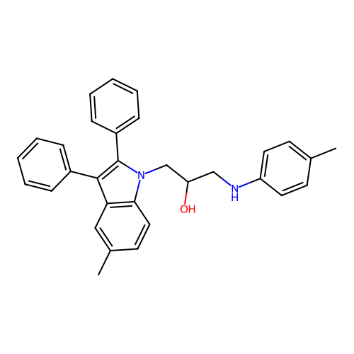1-(5-methyl-2,3-diphenyl-1H-indol-1-yl)-3-[(4-methylphenyl)amino]propan-2-ol structure