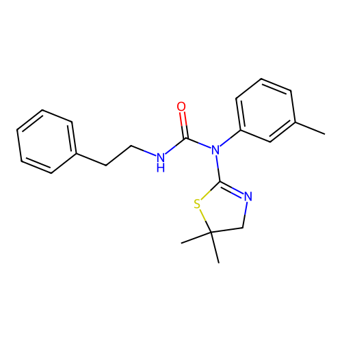 1-(5,5-dimethyl-4,5-dihydrothiazol-2-yl)-3-phenethyl-1-(m-tolyl)urea structure