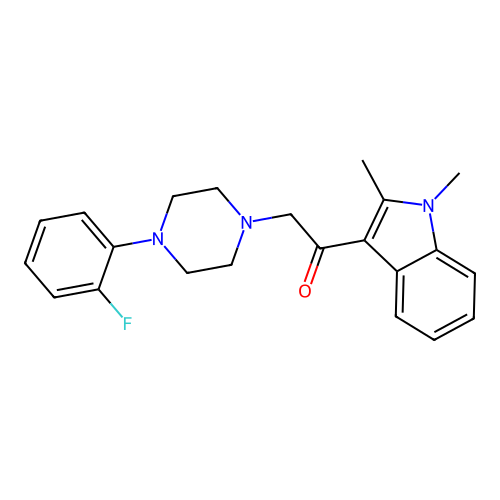 1-(1,2-dimethyl-1H-indol-3-yl)-2-(4-(2-fluorophenyl)piperazin-1-yl)ethanone structure