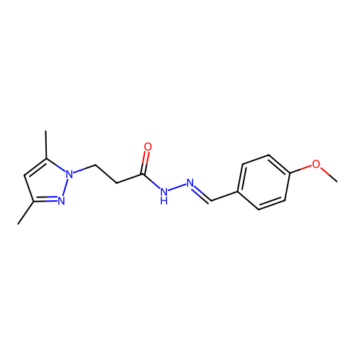3-(3,5-dimethylpyrazol-1-yl)-N-[(E)-(4-methoxyphenyl)methylideneamino]propanamide structure
