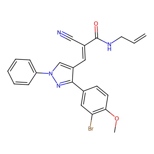 (E)-N-allyl-3-(3-(3-bromo-4-methoxyphenyl)-1-phenyl-1H-pyrazol-4-yl)-2-cyanoacrylamide structure