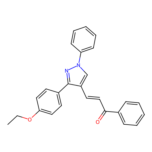 (2E)-3-[3-(4-ethoxyphenyl)-1-phenylpyrazol-4-yl]-1-phenylprop-2-en-1-one structure