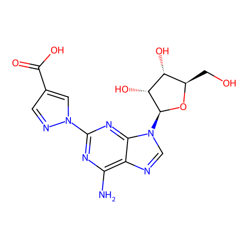1-(6-Amino-9-beta-D-ribofuranosyl-9H-purin-2-yl)-1H-pyrazole-4-carboxylic acid structure