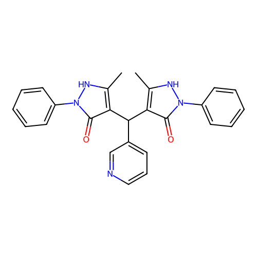 4,4'-(pyridin-3-ylmethylene)bis(3-methyl-1-phenyl-1H-pyrazol-5-ol) structure