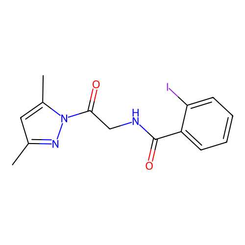 N-[2-(3,5-dimethyl-1H-pyrazol-1-yl)-2-oxoethyl]-2-iodobenzamide structure