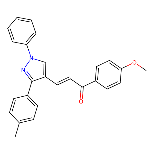 (2E)-1-(4-methoxyphenyl)-3-[3-(4-methylphenyl)-1-phenyl-1H-pyrazol-4-yl]prop-2-en-1-one structure