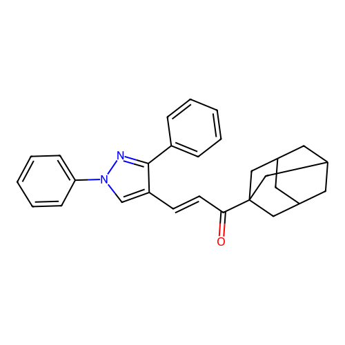 (2E)-1-(1-adamantyl)-3-(1,3-diphenyl-1H-pyrazol-4-yl)-2-propen-1-one structure
