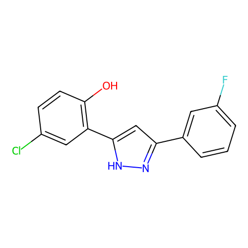 4-chloro-2-[3-(3-fluorophenyl)-1H-pyrazol-5-yl]phenol structure