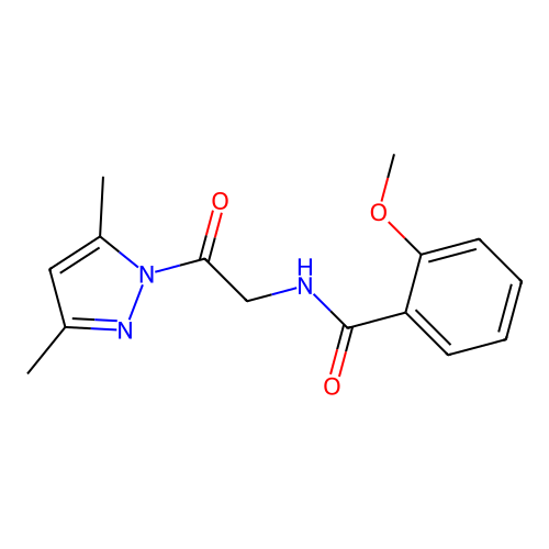 N-(2-(3,5-dimethyl-1H-pyrazol-1-yl)-2-oxoethyl)-2-methoxybenzamide structure