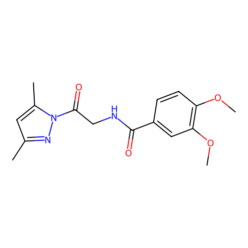 N-(2-(3,5-dimethyl-1H-pyrazol-1-yl)-2-oxoethyl)-3,4-dimethoxybenzamide structure