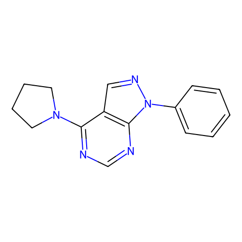 1-phenyl-4-(pyrrolidin-1-yl)-1H-pyrazolo[3,4-d]pyrimidine structure