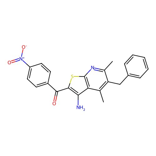 (3-Amino-5-benzyl-4,6-dimethylthieno[2,3-b]pyridin-2-yl)(4-nitrophenyl)methanone structure