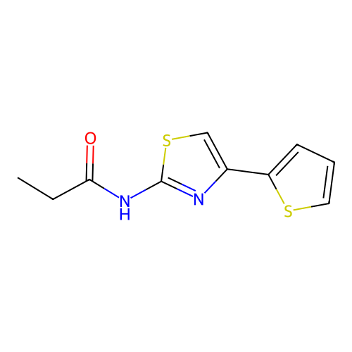 N-[(2E)-4-(thiophen-2-yl)-1,3-thiazol-2(3H)-ylidene]propanamide structure