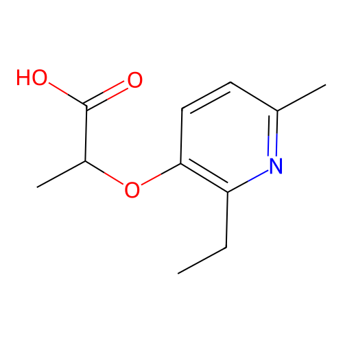 2-(6-Methyl-2-ethyl-3-pyridyloxy)propionic acid structure
