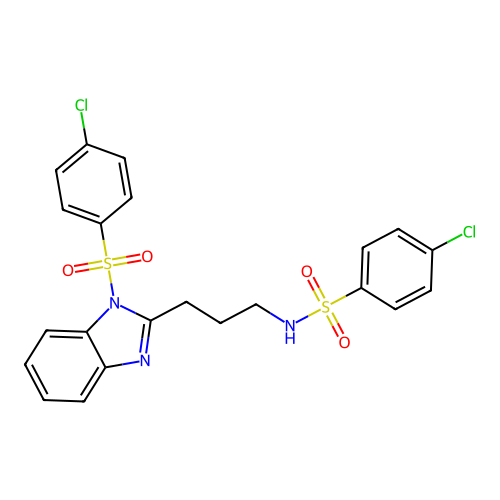 4-chloro-N-(3-{1-[(4-chlorophenyl)sulfonyl]-1H-benzimidazol-2-yl}propyl)benzenesulfonamide structure