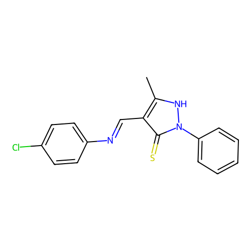 4-[(4-chloroanilino)methylidene]-5-methyl-2-phenylpyrazole-3-thione structure